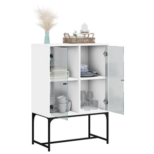 Beistellschrank Weiß mit Glastüren 69x37x100 cm
