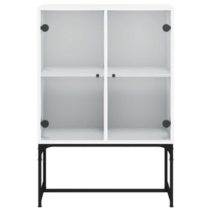 Beistellschrank Weiß mit Glastüren 69x37x100 cm