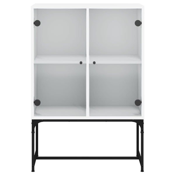 Beistellschrank Weiß mit Glastüren 69x37x100 cm