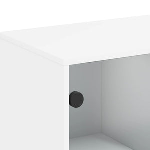Beistellschrank Weiß mit Glastüren 69x37x100 cm