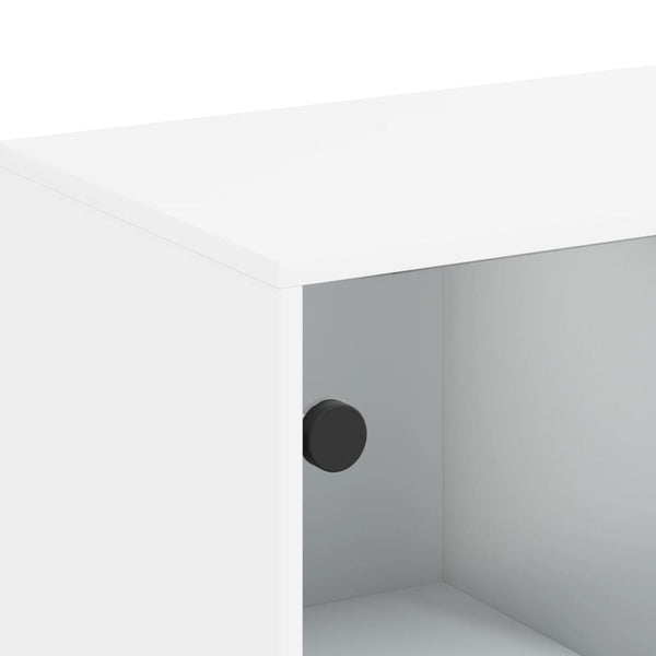 Beistellschrank Weiß mit Glastüren 69x37x100 cm