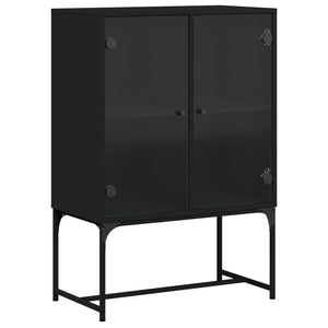 Schwarzer Beistellschrank mit Glastüren