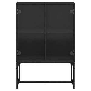 Schwarzer Beistellschrank mit Glastüren