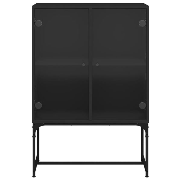 Schwarzer Beistellschrank mit Glastüren