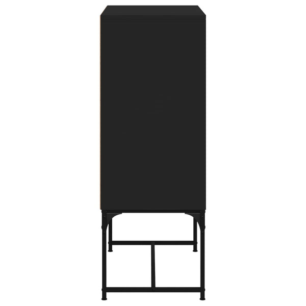Schwarzer Beistellschrank mit Glastüren