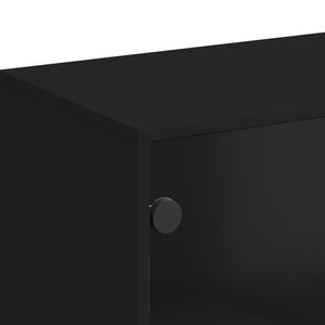 Schwarzer Beistellschrank mit Glastüren