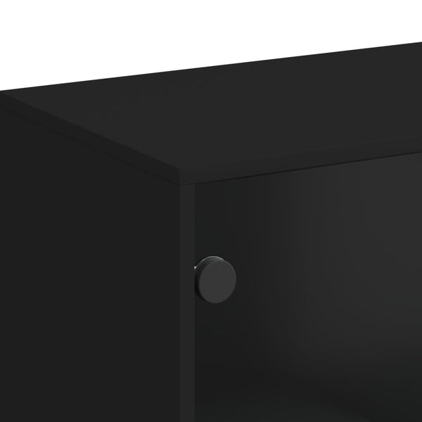 Schwarzer Beistellschrank mit Glastüren