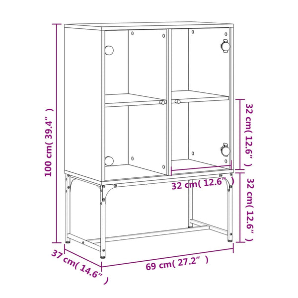 Schwarzer Beistellschrank mit Glastüren