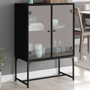 Schwarzer Beistellschrank mit Glastüren