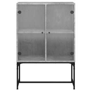 Beistellschrank Betongrau mit Glastüren 69x37x100 cm