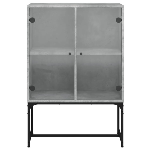 Beistellschrank Betongrau mit Glastüren 69x37x100 cm