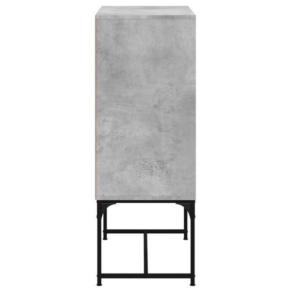 Beistellschrank Betongrau mit Glastüren 69x37x100 cm