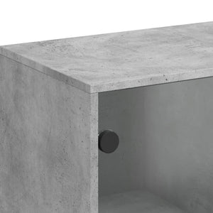 Beistellschrank Betongrau mit Glastüren 69x37x100 cm