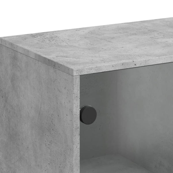 Beistellschrank Betongrau mit Glastüren 69x37x100 cm
