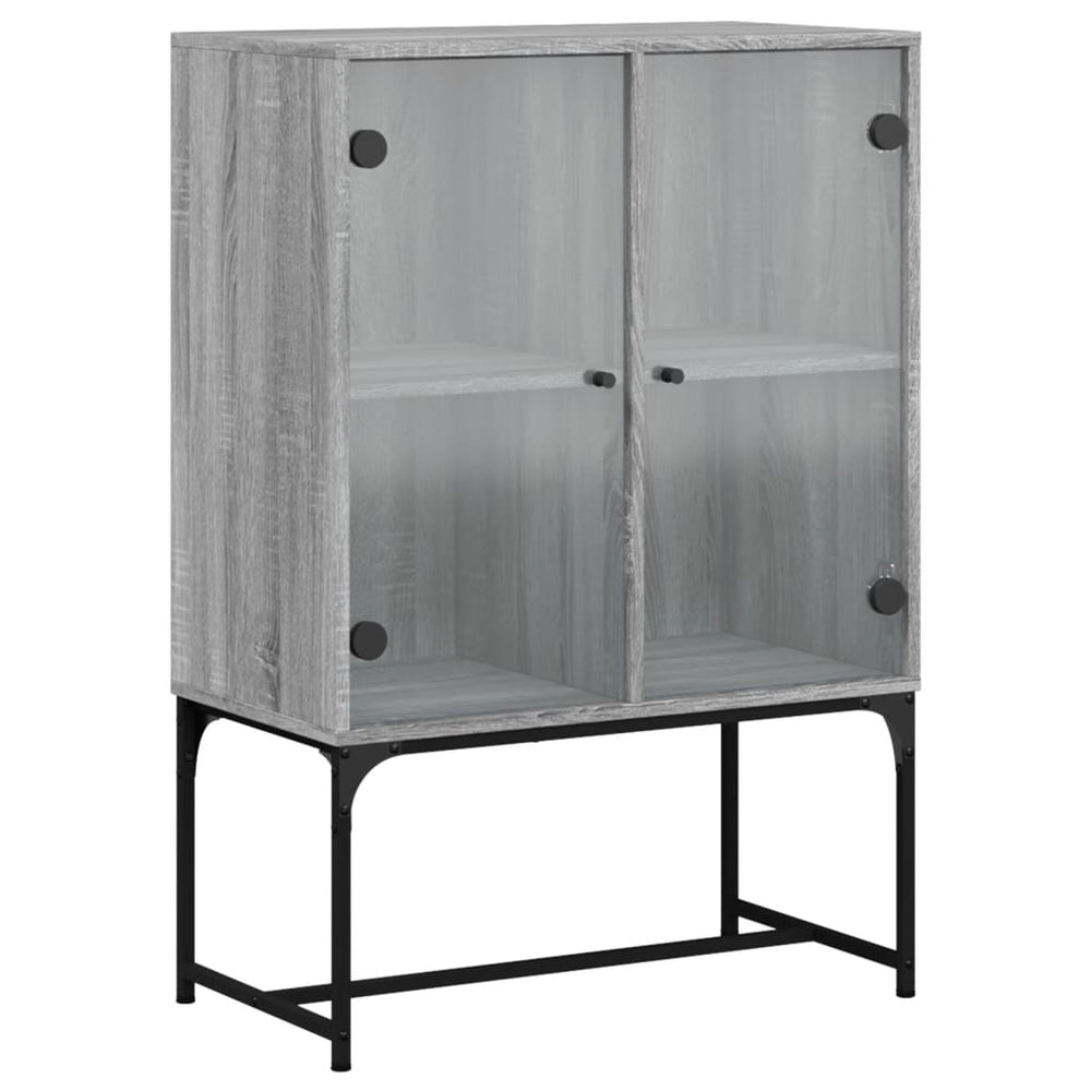 vidaXL Sideboard with Glass Doors Gray Sonoma 69x37x100 cm