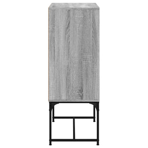 Grauer Beistellschrank mit Glastüren 69x37x100 cm