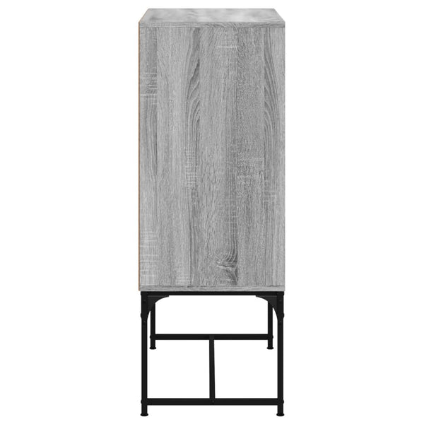 Grauer Beistellschrank mit Glastüren 69x37x100 cm