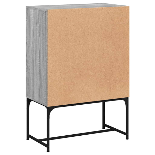 Grauer Beistellschrank mit Glastüren 69x37x100 cm