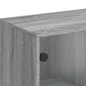 Grauer Beistellschrank mit Glastüren 69x37x100 cm