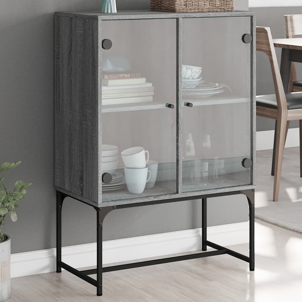 vidaXL Sideboard with Glass Doors Gray Sonoma 69x37x100 cm