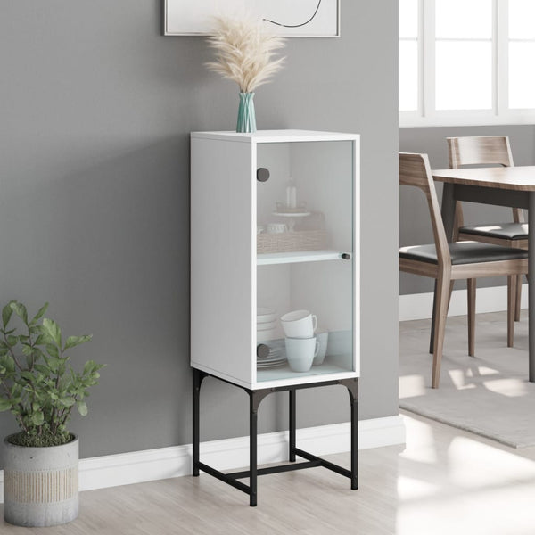 Weißer Beistellschrank mit Glastür 35x37x100 cm