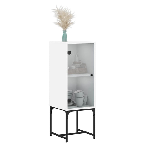 Weißer Beistellschrank mit Glastür 35x37x100 cm