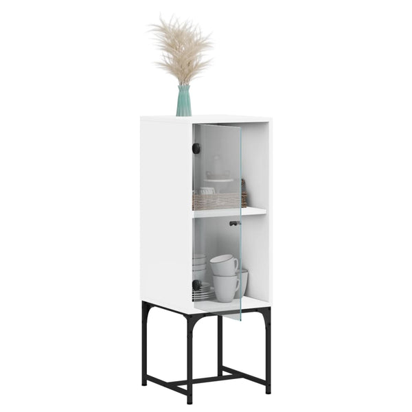Weißer Beistellschrank mit Glastür 35x37x100 cm
