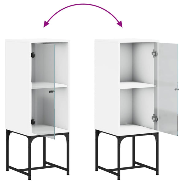 Weißer Beistellschrank mit Glastür 35x37x100 cm