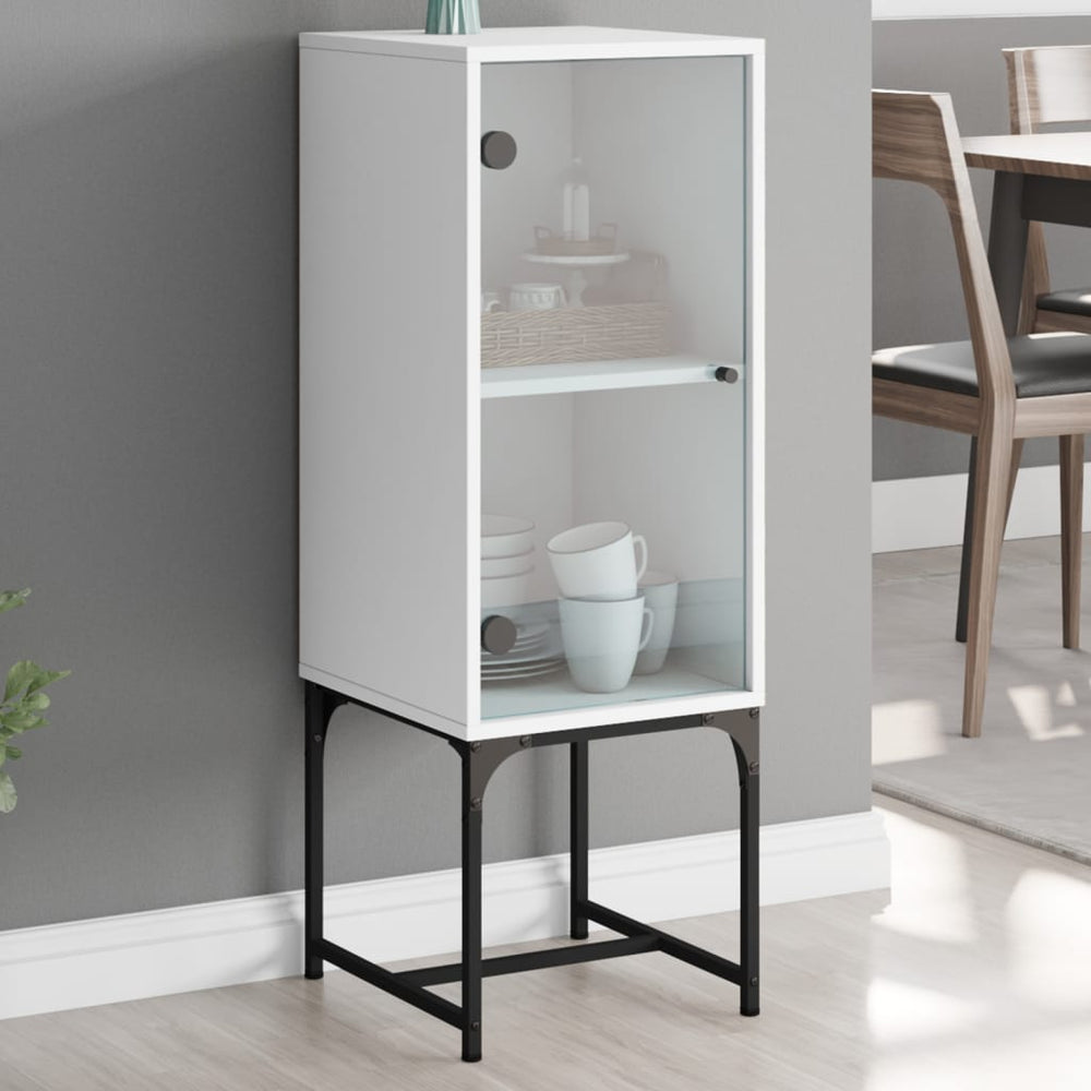 vidaXL Side Cabinet with Glass Door White 35x37x100 cm