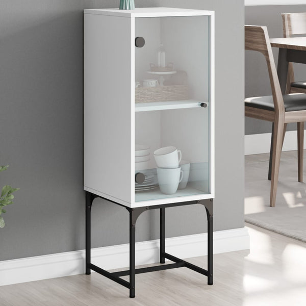 Weißer Beistellschrank mit Glastür 35x37x100 cm
