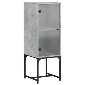 Betongrauer Beistellschrank mit Glastür, 35x37x100 cm