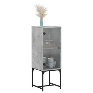 Betongrauer Beistellschrank mit Glastür, 35x37x100 cm