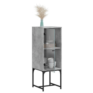 Betongrauer Beistellschrank mit Glastür, 35x37x100 cm