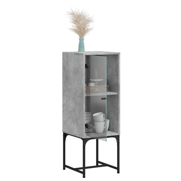 Betongrauer Beistellschrank mit Glastür, 35x37x100 cm