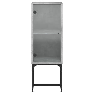 Betongrauer Beistellschrank mit Glastür, 35x37x100 cm