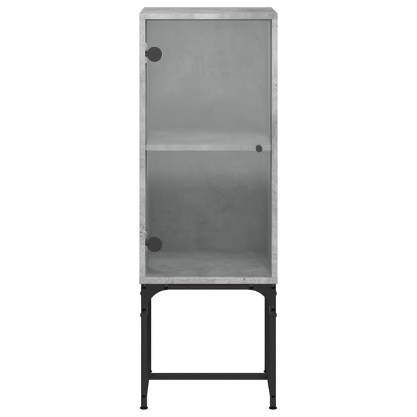 Betongrauer Beistellschrank mit Glastür, 35x37x100 cm