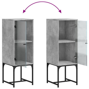 Betongrauer Beistellschrank mit Glastür, 35x37x100 cm