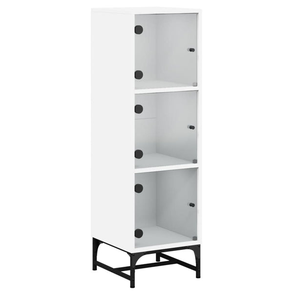 Weißes Highboard mit Glastüren 35x37x120 cm