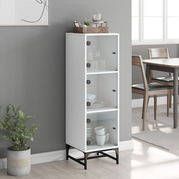 Weißes Highboard mit Glastüren 35x37x120 cm