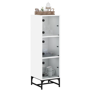 Weißes Highboard mit Glastüren 35x37x120 cm