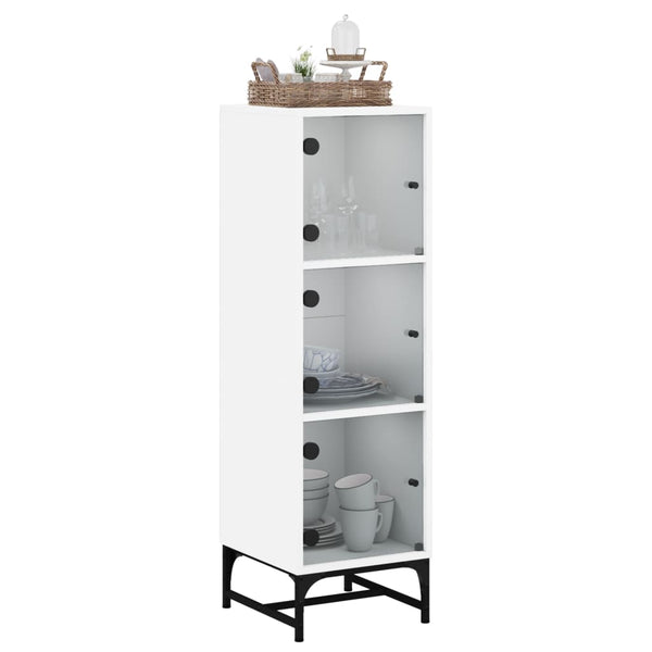 Weißes Highboard mit Glastüren 35x37x120 cm