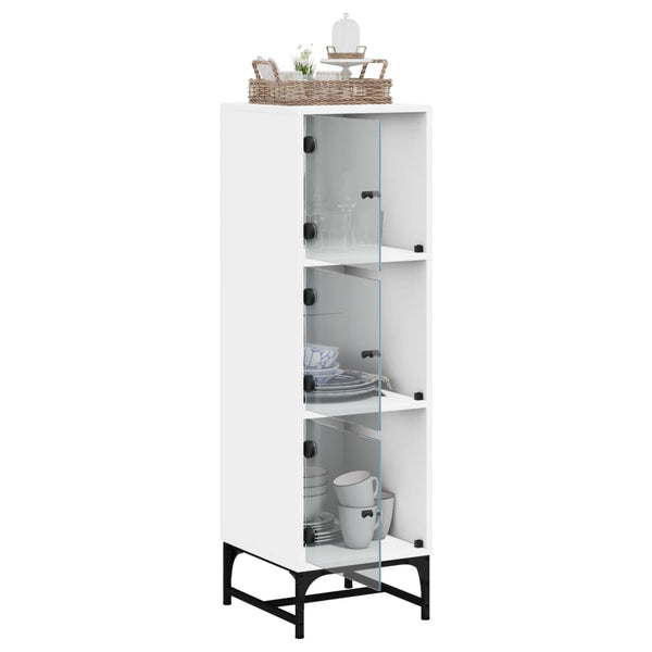 Weißes Highboard mit Glastüren 35x37x120 cm
