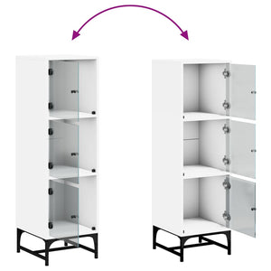 Weißes Highboard mit Glastüren 35x37x120 cm
