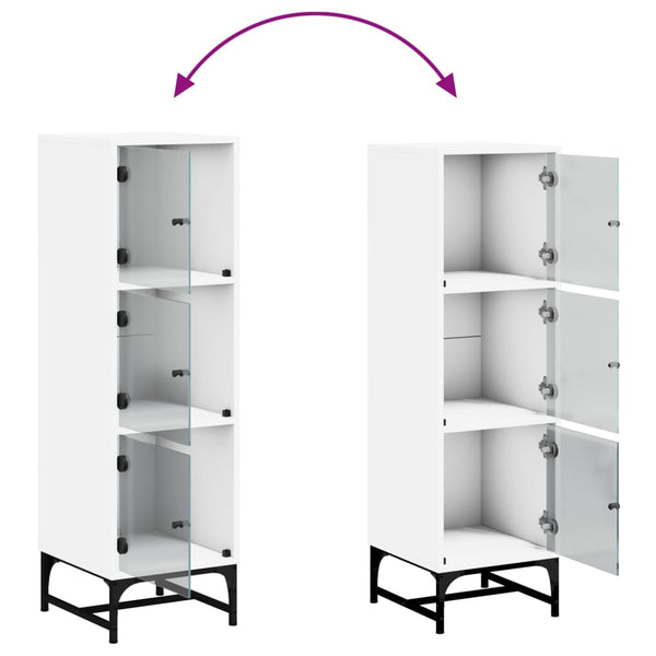 Weißes Highboard mit Glastüren 35x37x120 cm