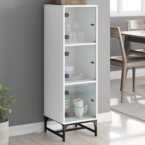 Weißes Highboard mit Glastüren 35x37x120 cm