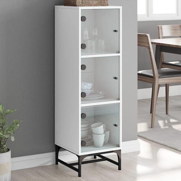 Weißes Highboard mit Glastüren 35x37x120 cm