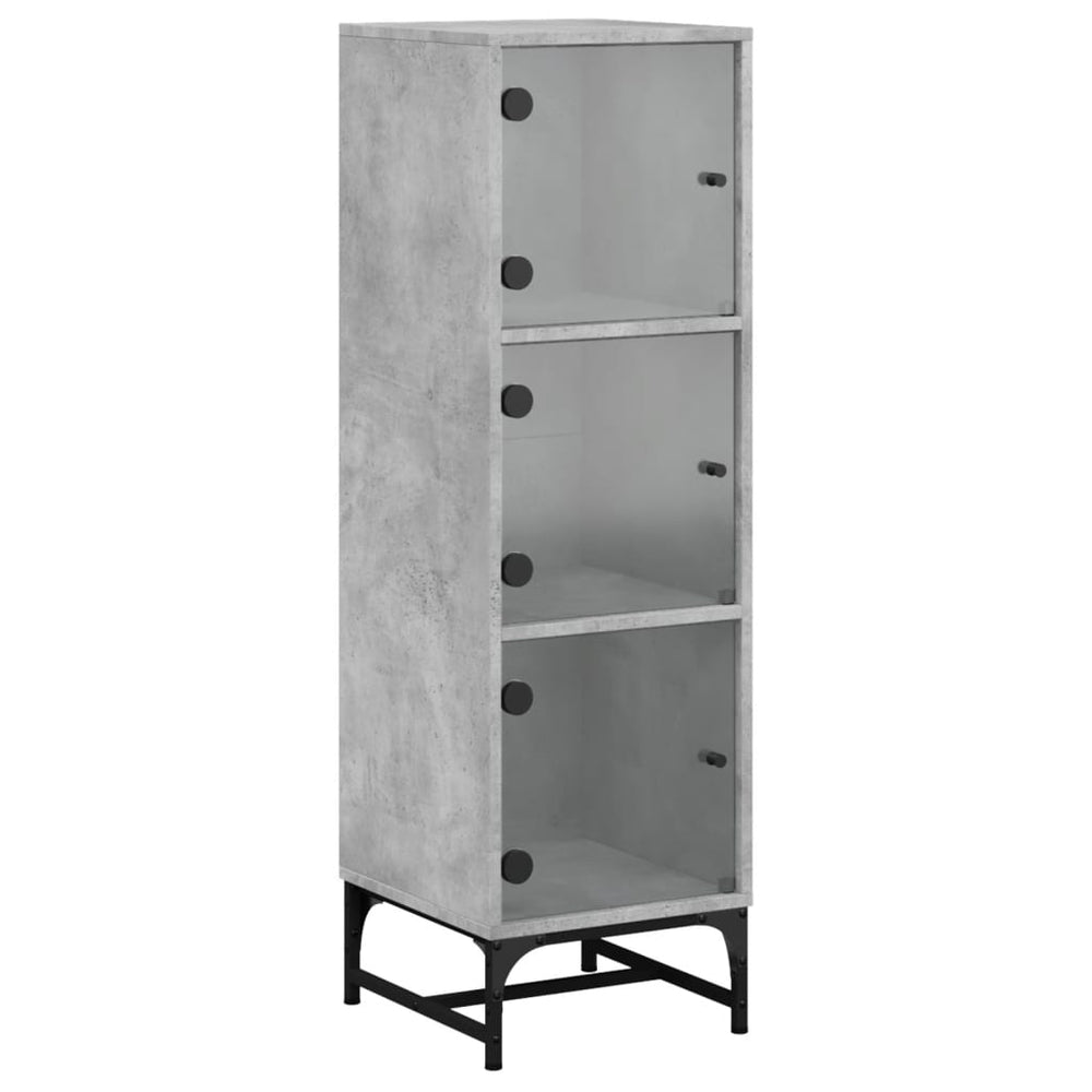 Highboard Betongrau mit Glastüren 35x120 cm