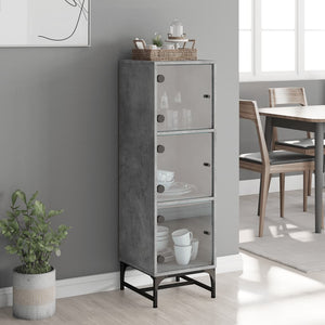 Highboard Betongrau mit Glastüren 35x120 cm
