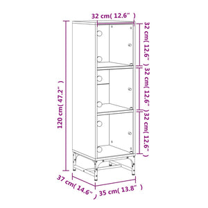 Highboard Betongrau mit Glastüren 35x120 cm