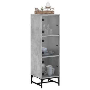 Highboard Betongrau mit Glastüren 35x120 cm